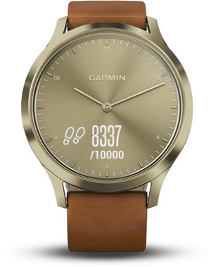 Смарт-часы Garmin vivomove HR Premium Light Gold Stainless Steel Case with Light Brown Leather Band (010-01850-15)