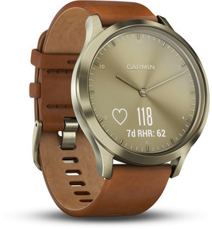 Смарт-часы Garmin vivomove HR Premium Light Gold Stainless Steel Case with Light Brown Leather Band (010-01850-15)