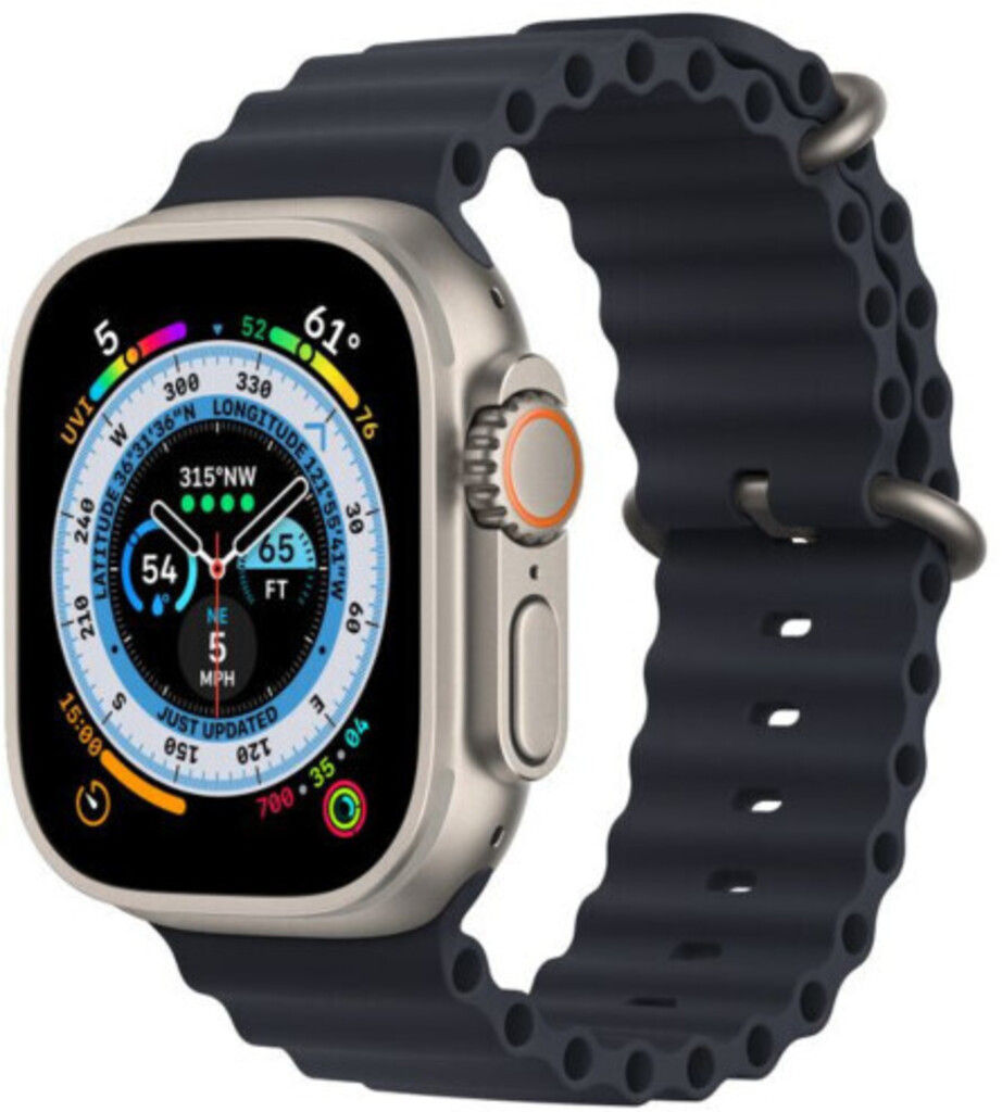 

Смарт-часы Apple Watch Ultra GPS + Cellular 49mm Titanium Case with Midnight Ocean Band (MQFK3UL/A), MQFK3UL/A